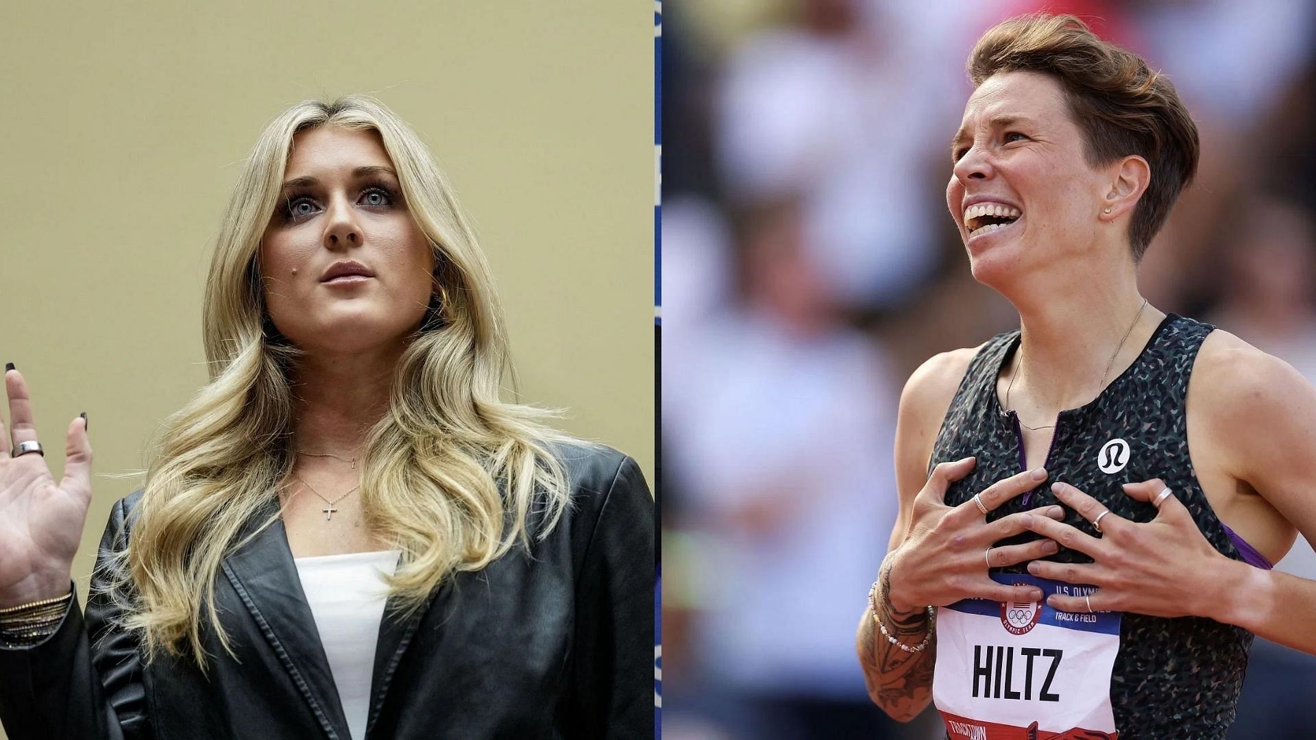 Riley Gaines (L) and Nikki Hiltz (R)/ Getty Images 