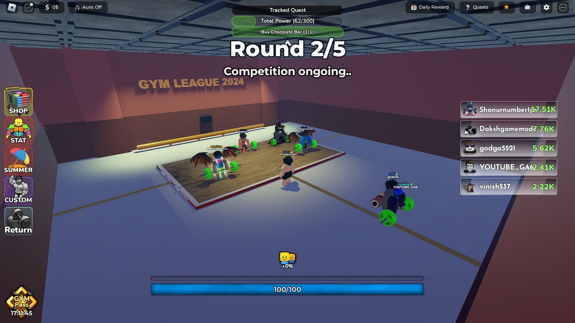 An ongoing Deadlift competition (Image via Roblox)