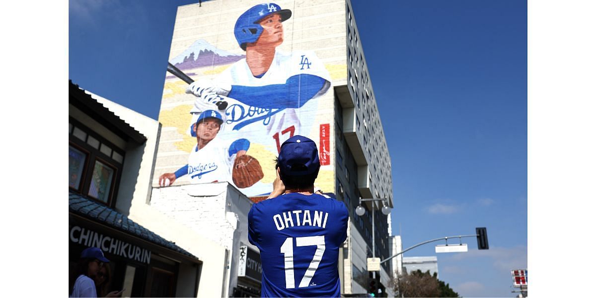 Shohei Ohtani mural in Little Tokyo, LA by Robert Vargas (Image Credit: Mario Tama / GETTY)