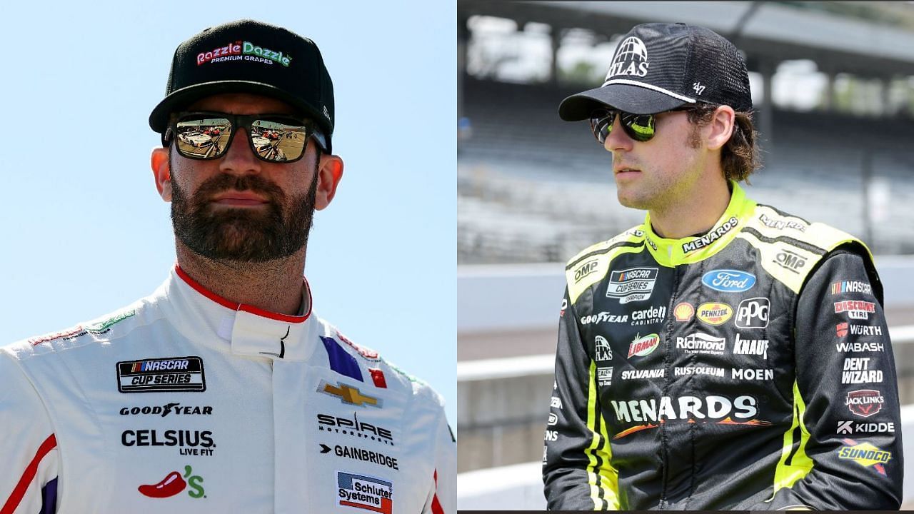 Corey LaJoie (left) and Ryan Blaney (right). Image credits: Mike Dinovo and Peter Casey-USA TODAY Sports