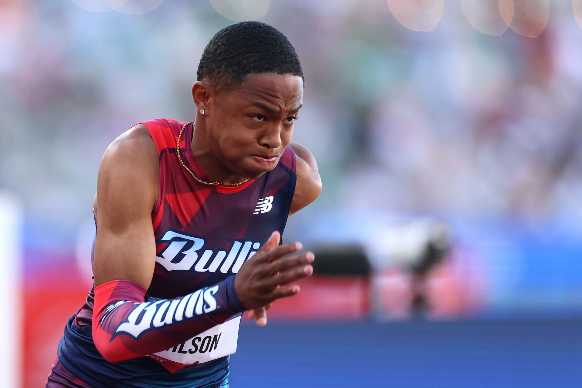  Quincy Wilson competes in the men&#039;s 400-meter final on Day Four of the 2024 U.S. Olympic Team Track &amp; Field Trials at Hayward Field on June 24, 2024 in Eugene, Oregon. (Photo by Patrick Smith/Getty Images)