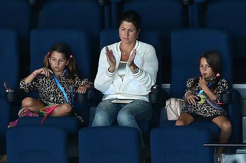 Roger Federer's wife Mirka with their twin daughters (Source: Getty)