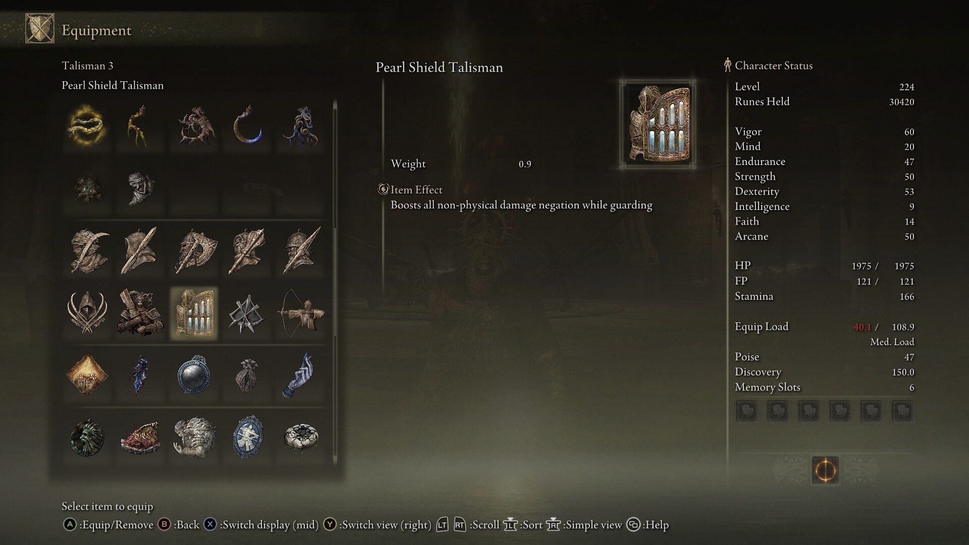 The Pearl Shield Talisman in Elden Ring Shadow of the Erdtree (Image via FromSoftware)