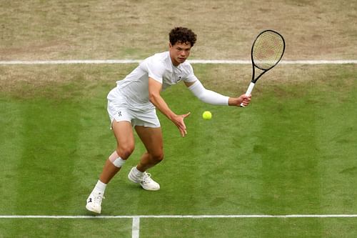 Shelton in action at Wimbledon