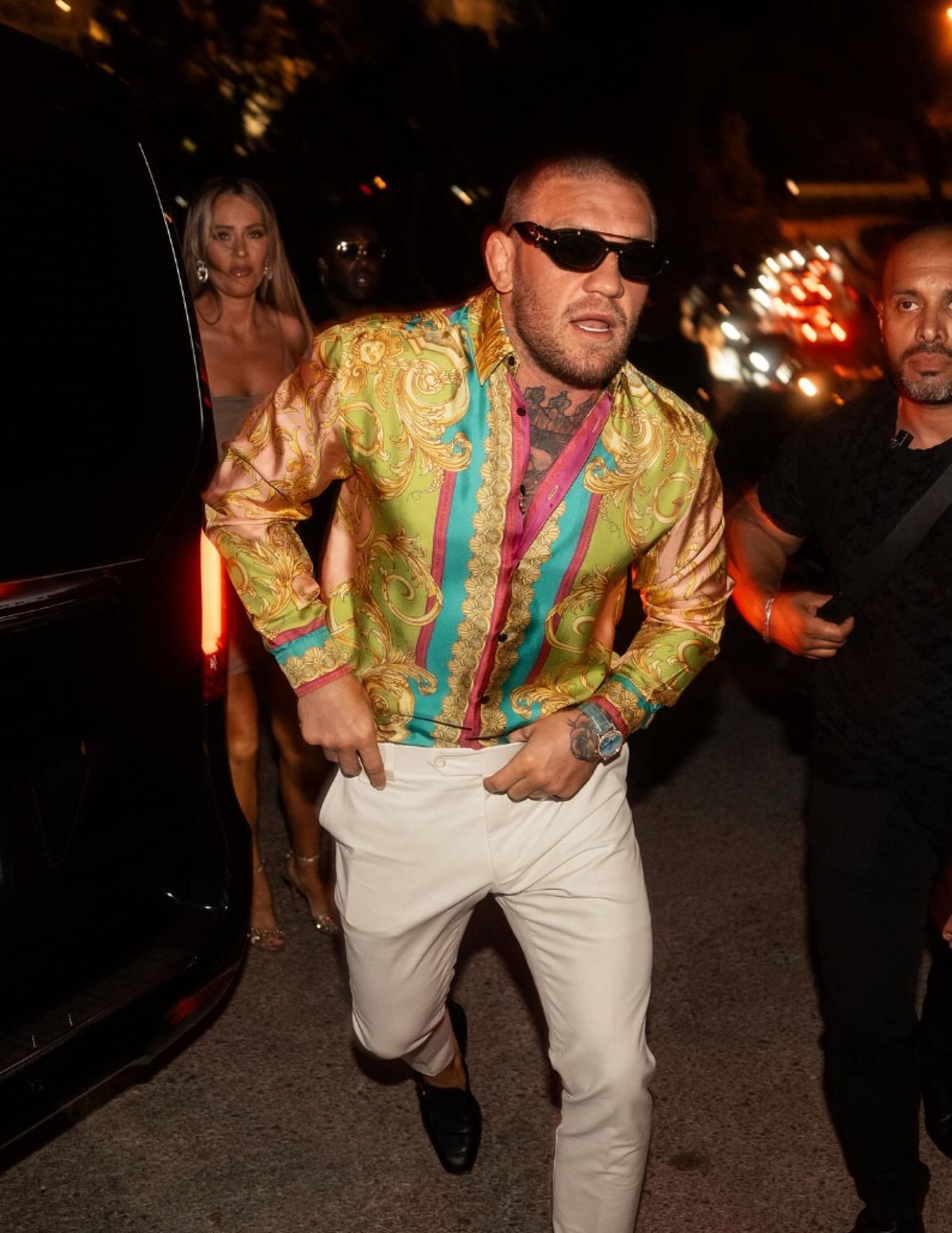 Conor McGregor entering his party in Spain. [via @thenotoriousmma on Instagram]