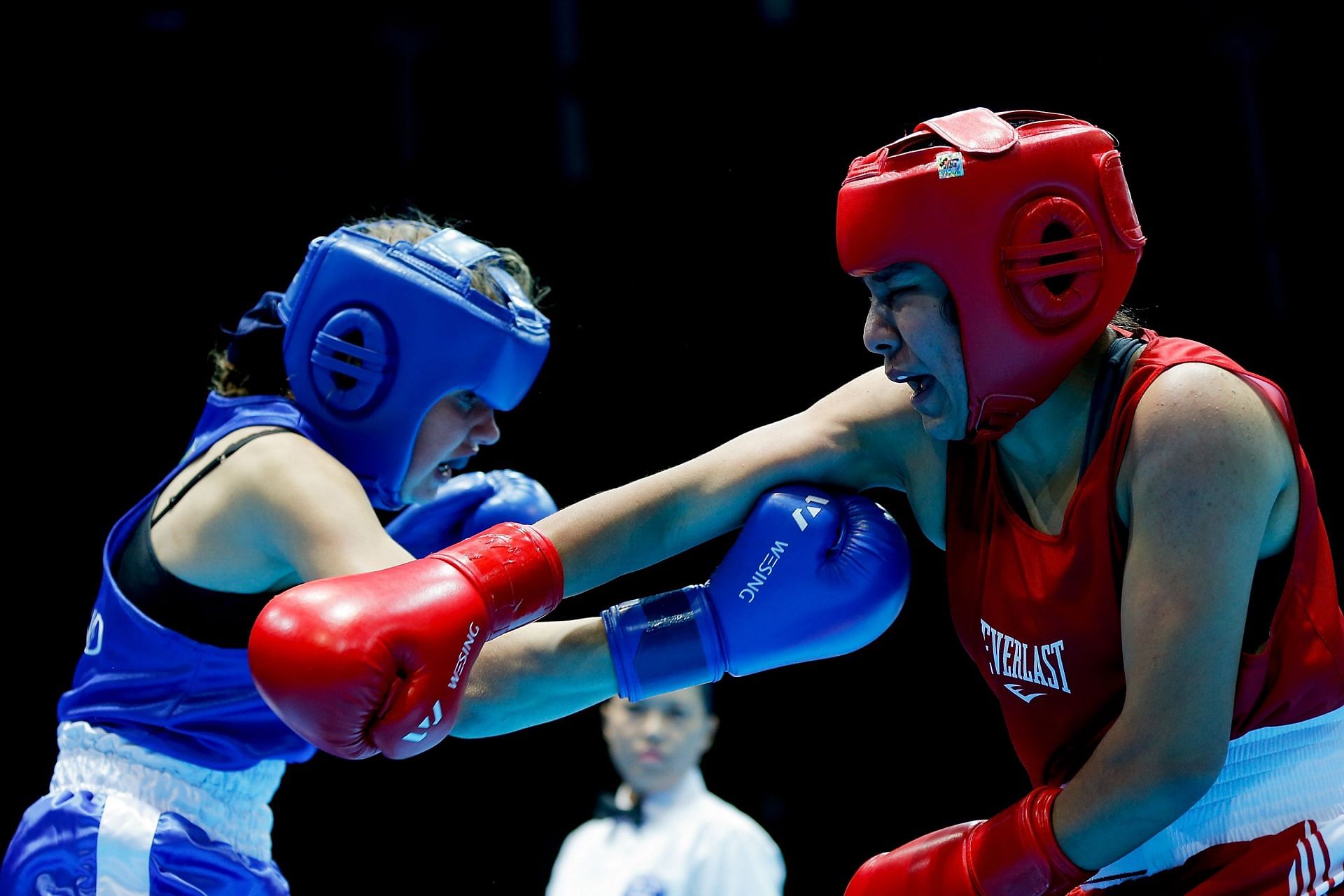 Jajaira Gonzalez [in Red] in action at the Nanjing Youth Olympics 2014