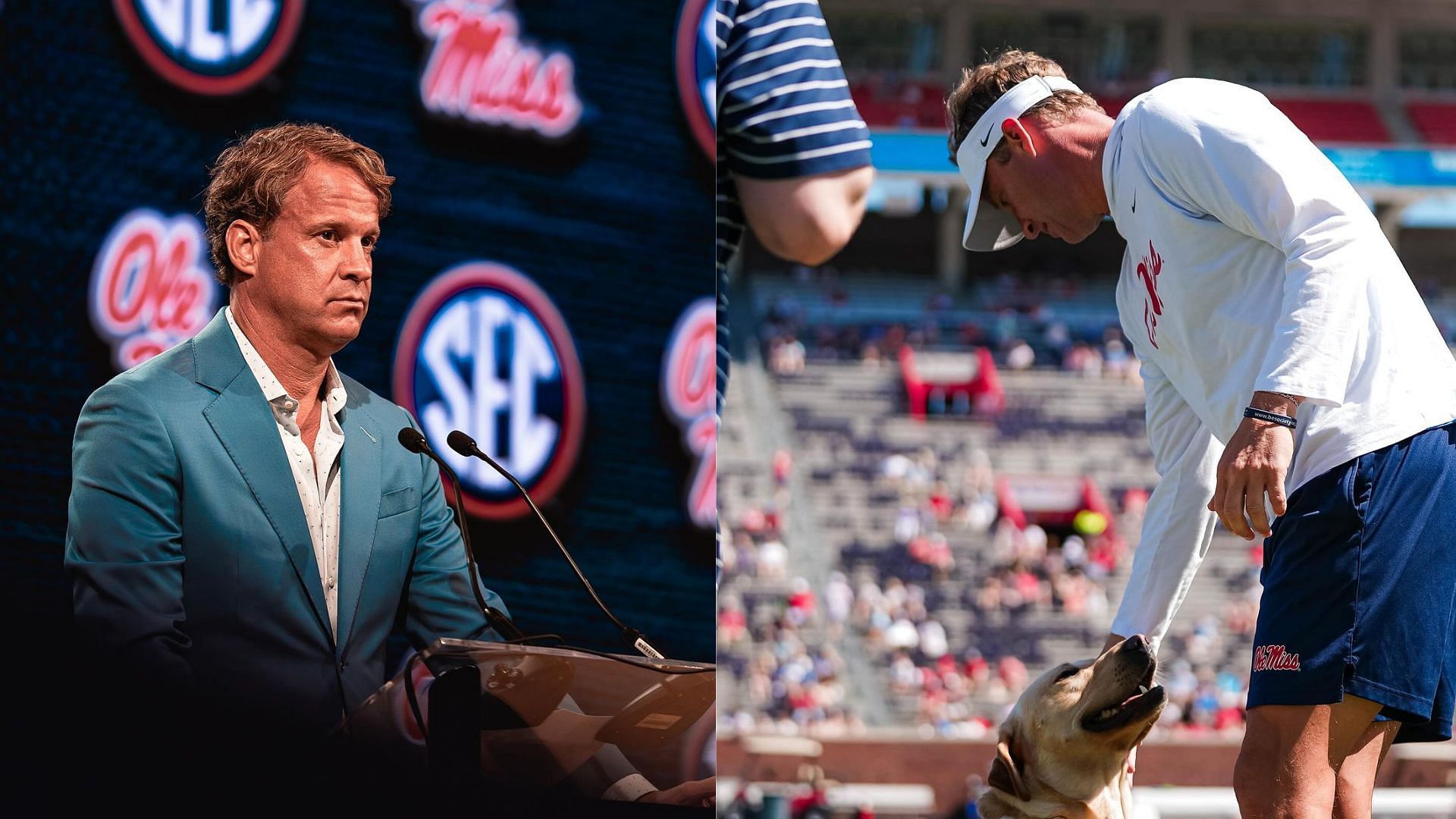 Lane Kiffin was active at the SEC media days/ Photos from Lane Kiffin