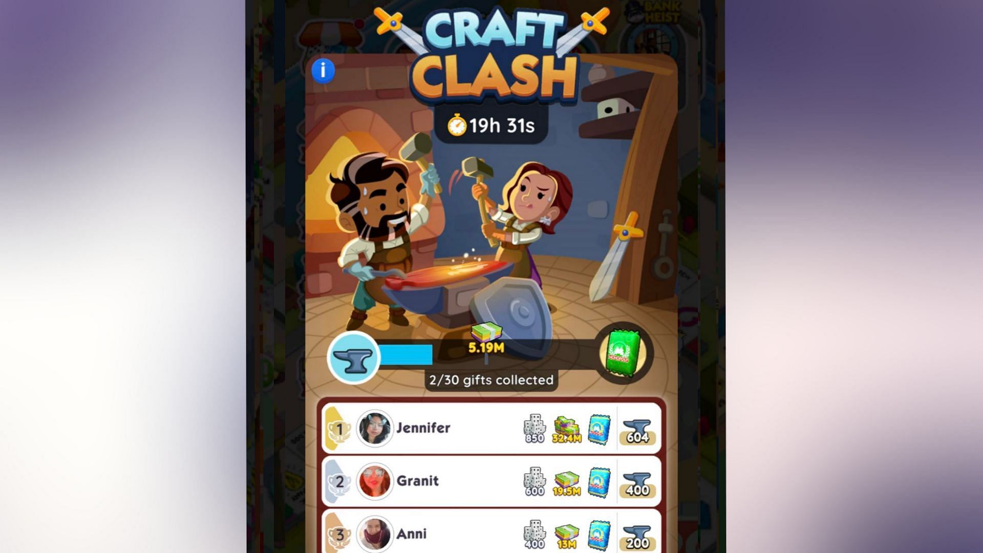 Craft Clash tournament rewards (Image via Scopely)