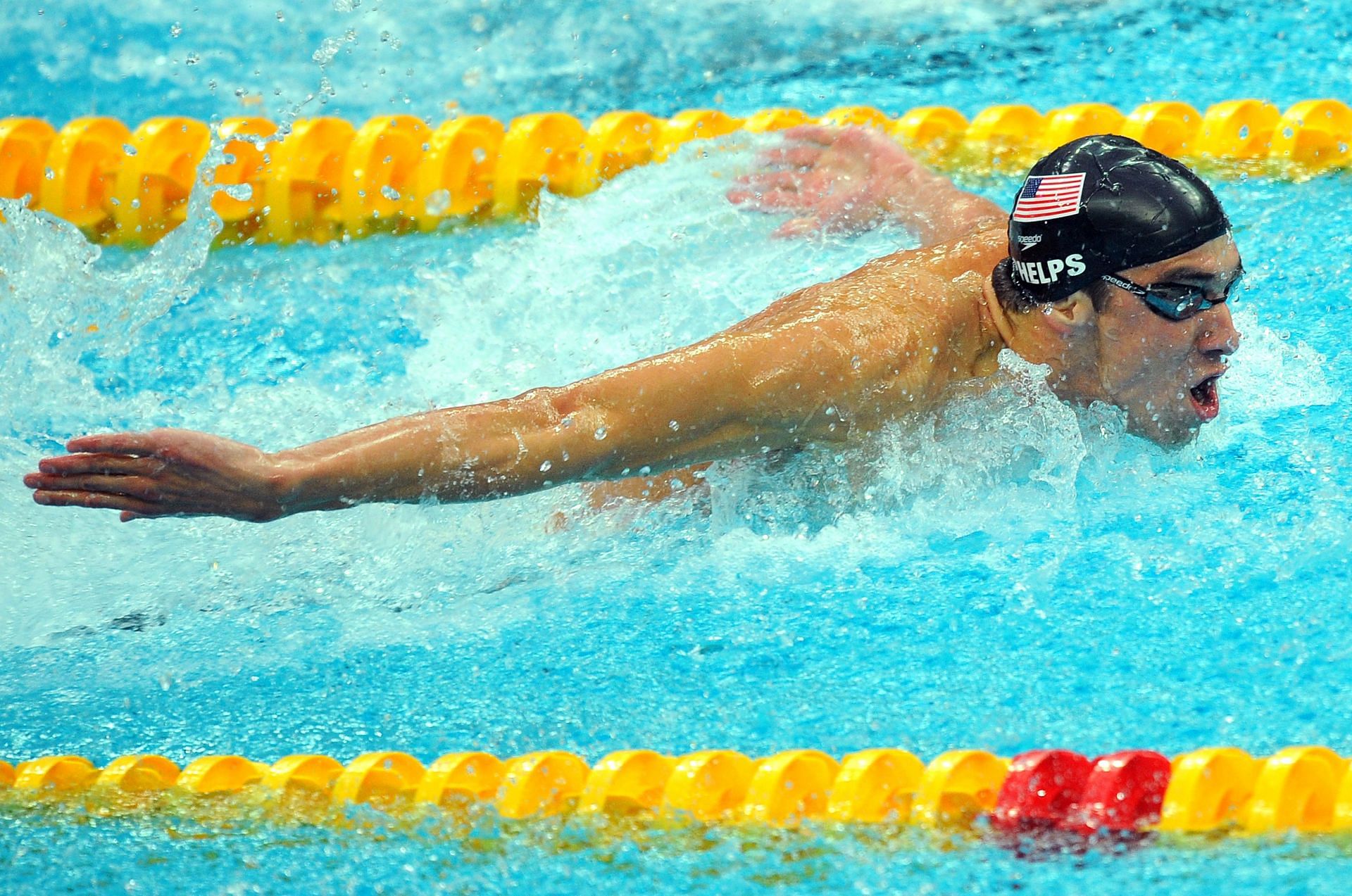 Team USA&#039;s Michael Phelps competes in the men&#039;s 4x100m freestyle relay at the 2008 Beijing Olympics - Getty Images