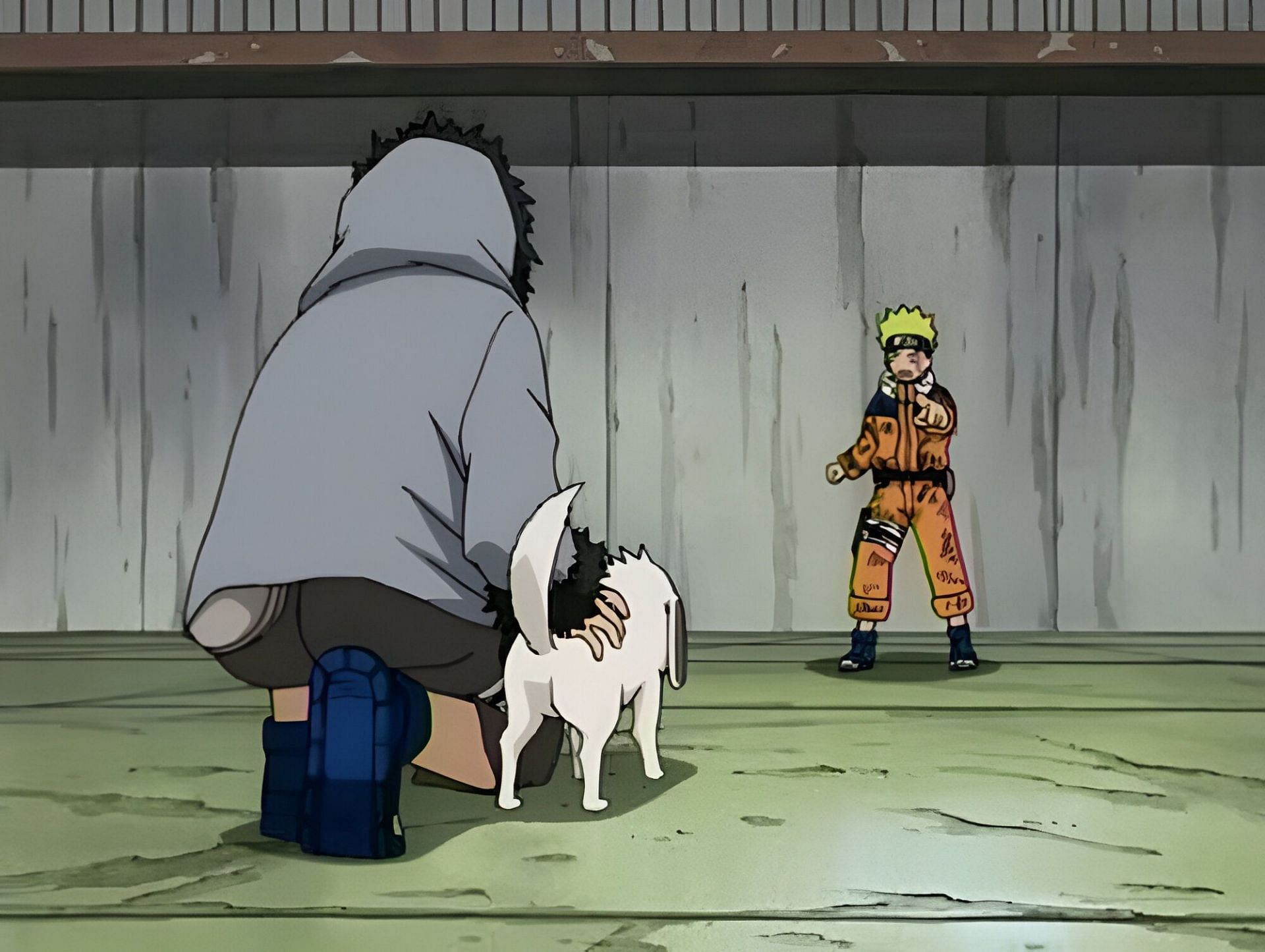 The protagonist vs Kiba Inuzuka as seen during the Chunin Exams in the anime (Image via Studio Pierrot)