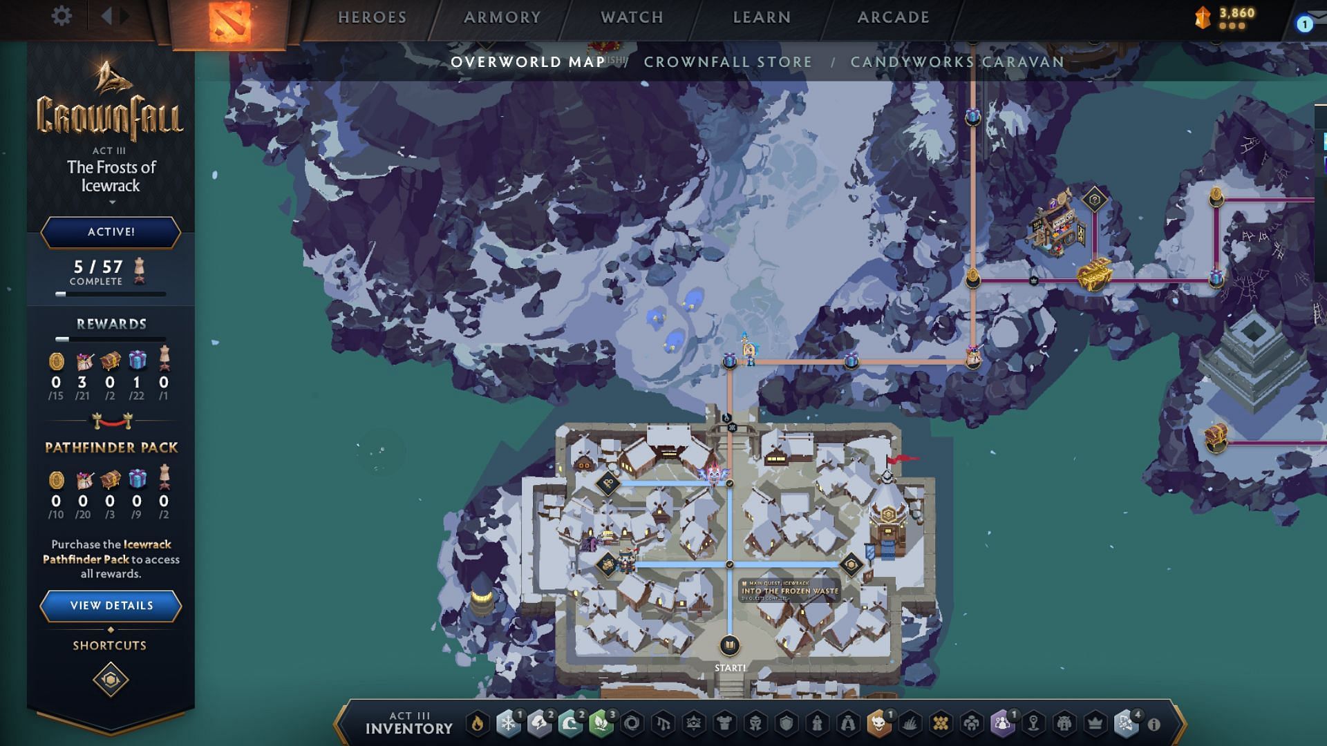 Dota 2 Crownfall 3&#039;s map layout (Image via Valve)