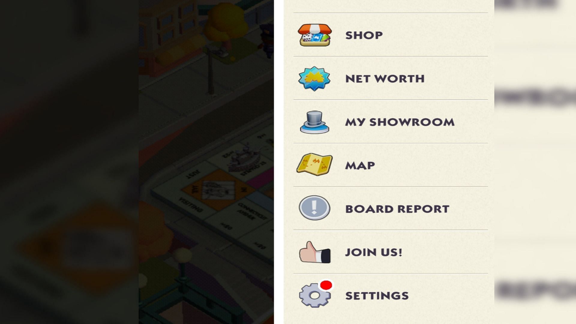 &#039;Settings&#039; option is at the bottom (Image via Scopely)