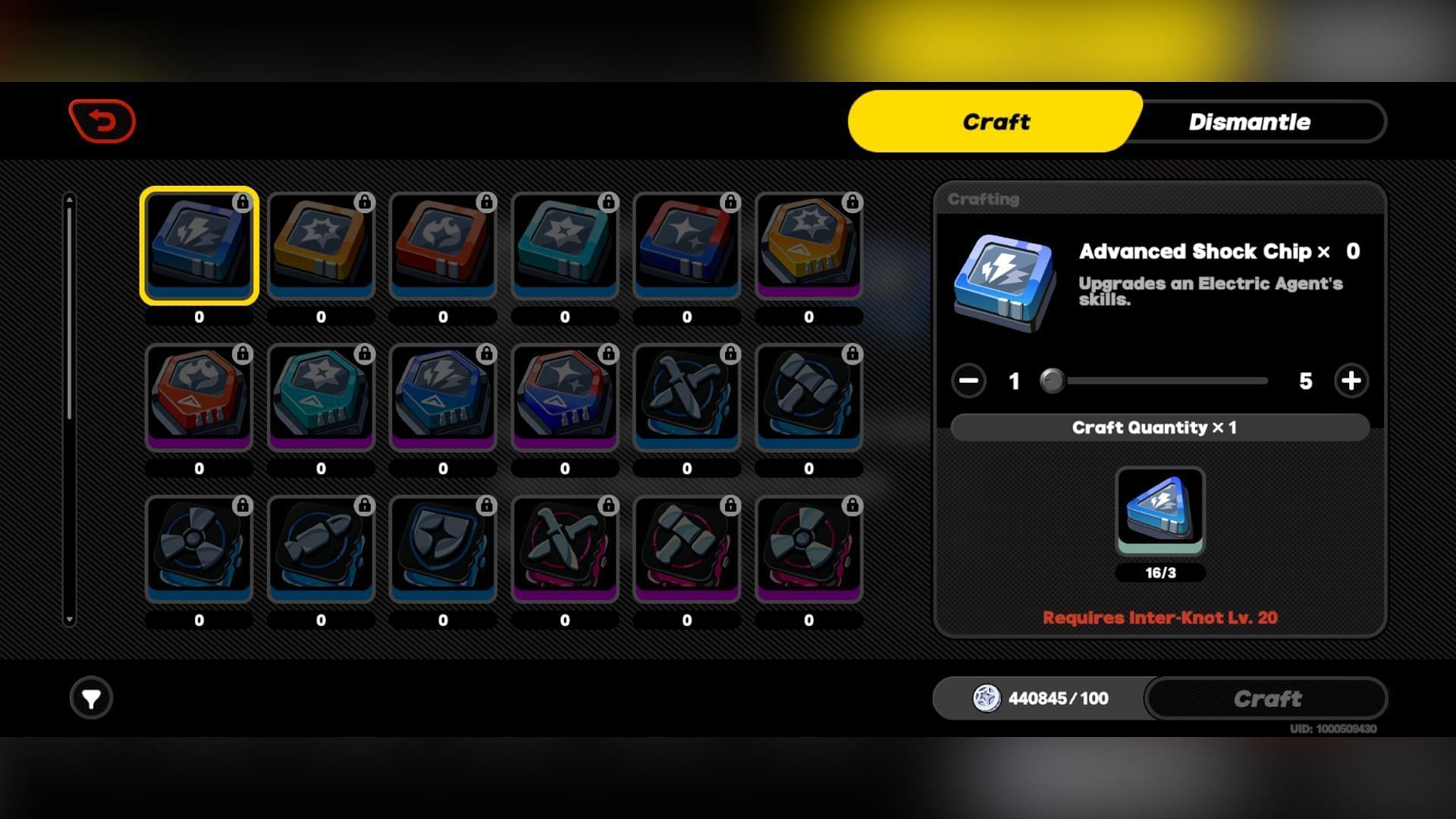 You can craft Advanced and Specialized Shock Chip in Zenless Zone Zero. (Image via HoYoverse)