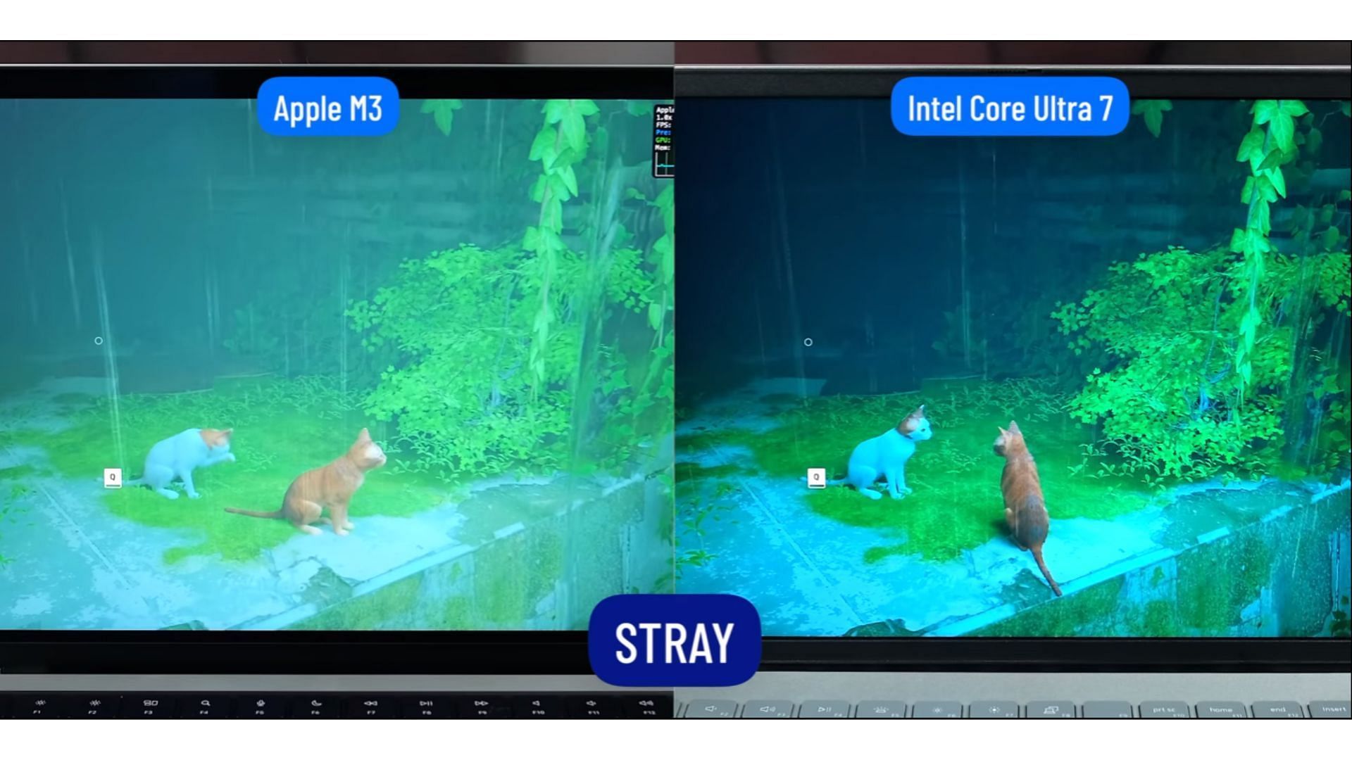 Though not the same chips in question, you can see Stray looks better on Intel chips (Image via YouTube/ThinkView)