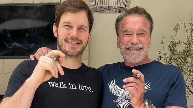 Chris Pratt looks forward to "good cigars, chess whoopings" and feeding barn animals as he wishes Arnold Schwarzenegger a happy birthday