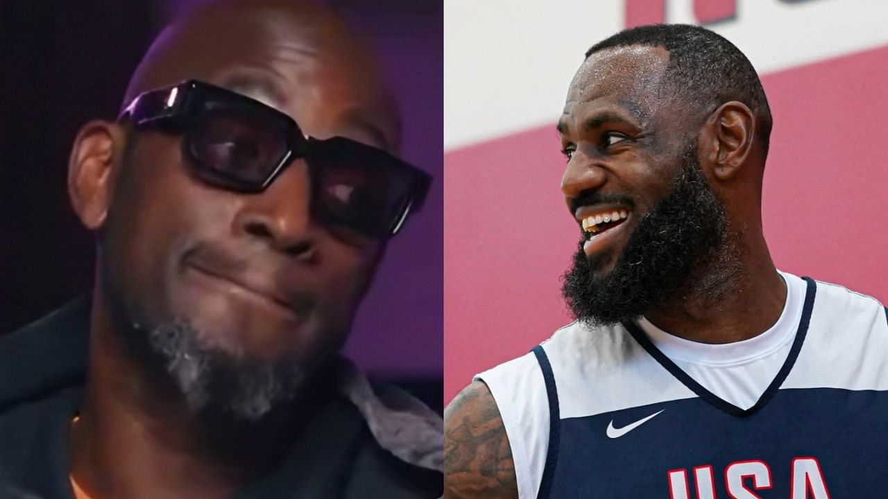 LeBron James gets a kick out of Kevin Garnett