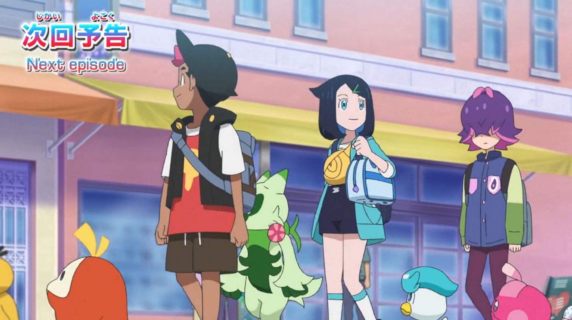 Our heroes appear to arrive in Medali in Pokemon Horizons Episode 58 (Image via The Pokemon Company)