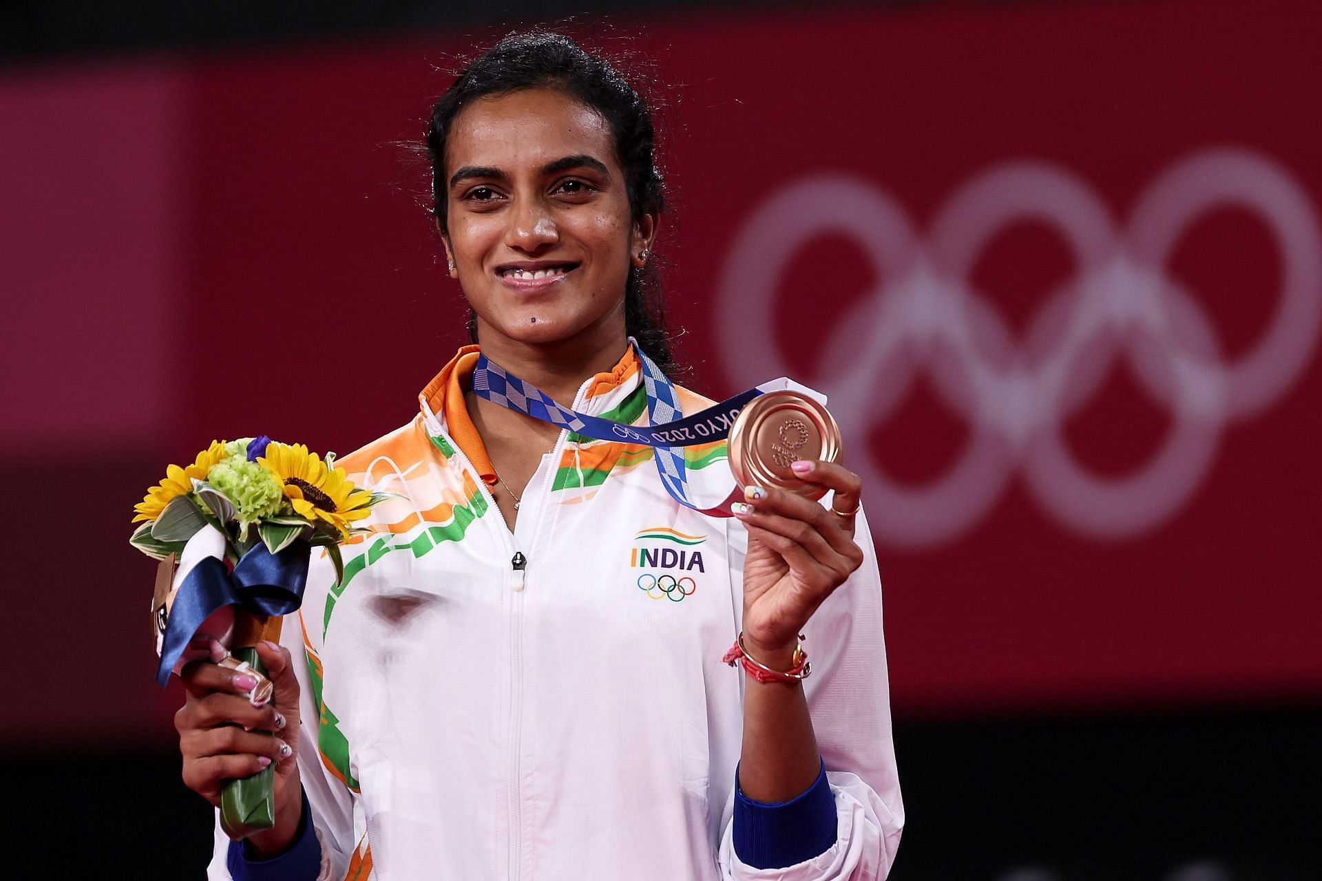 PV Sindhu after winning the bronze at the 2020 Tokyo Olympics: Day 9 - Source: Getty