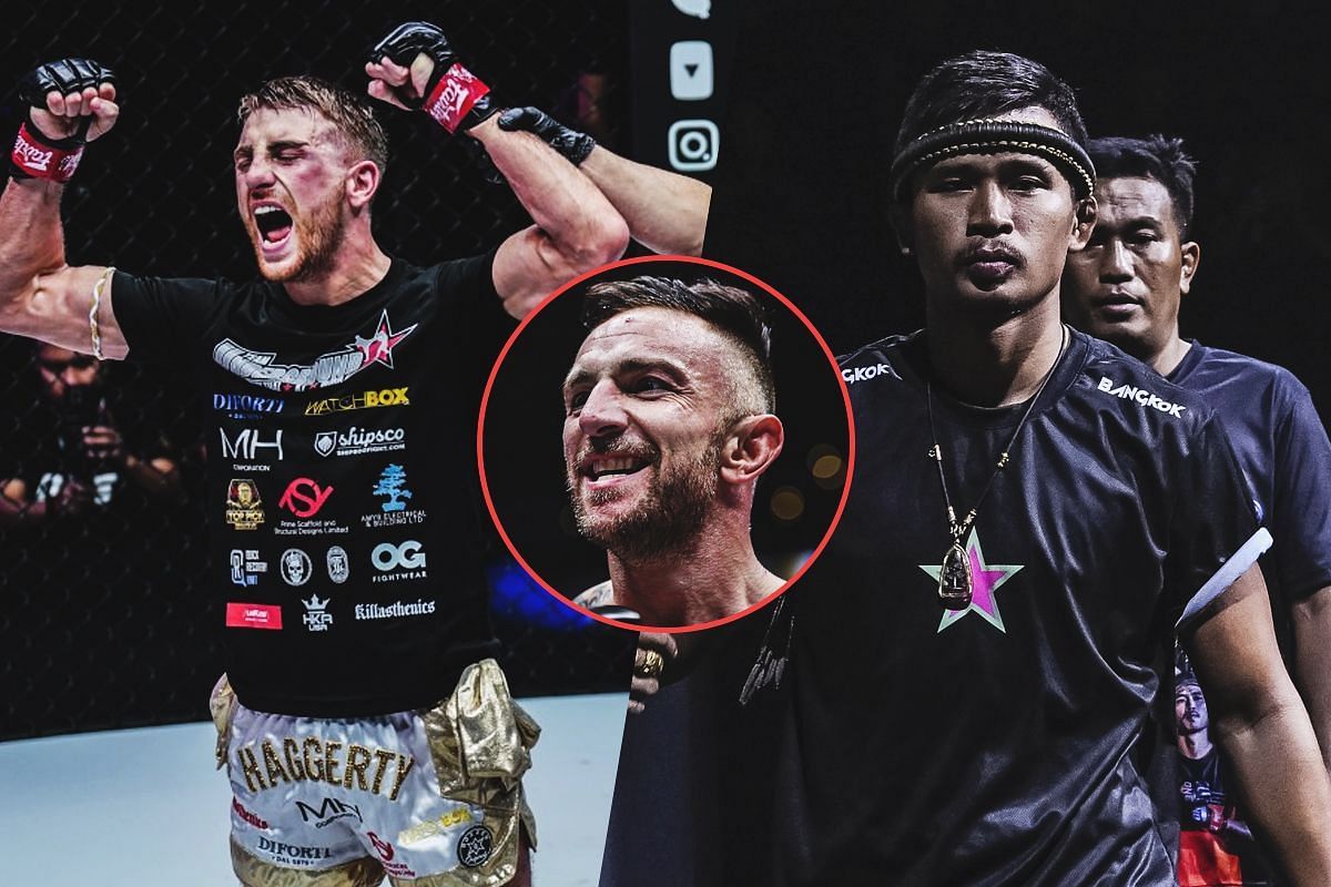 Jonathan Haggerty, Liam Harrison, Superlek Kiatmoo9 - Photo by ONE Championship