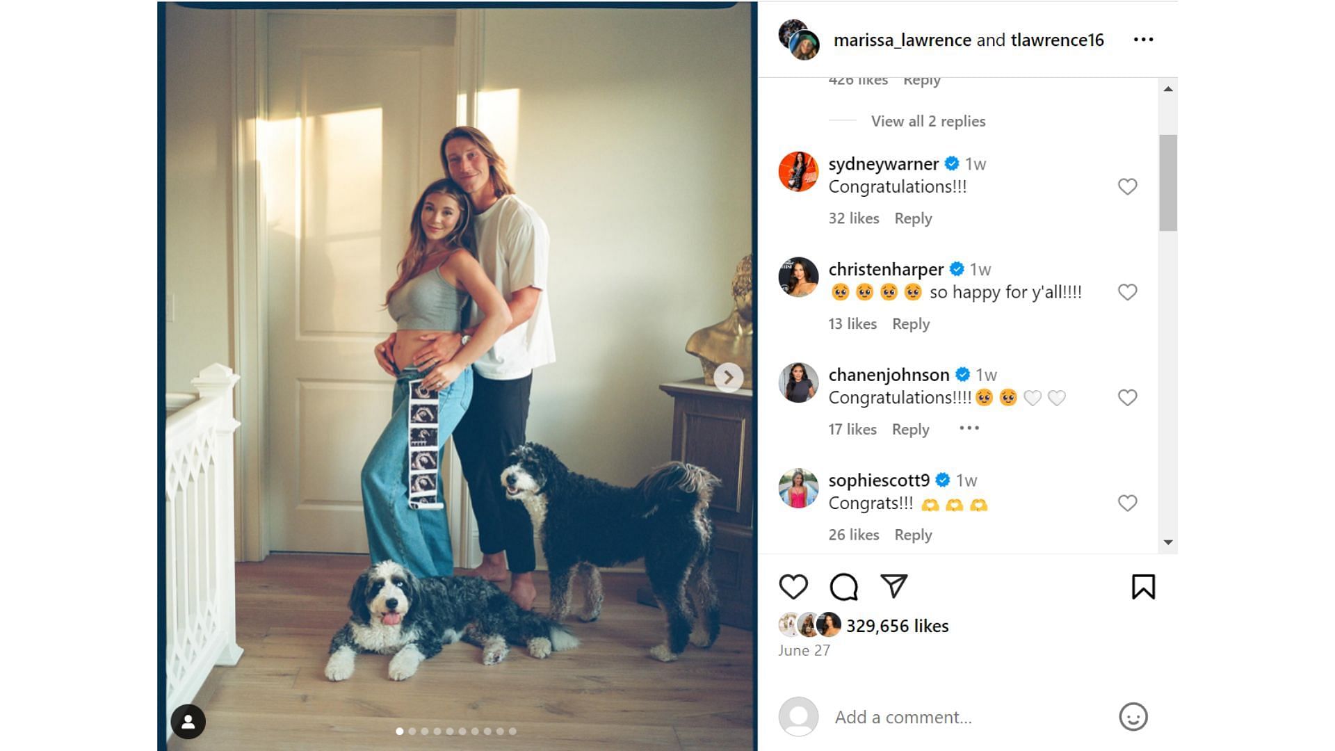 Trevor Lawrence and wife Marissa announce first pregnancy (Image Credit: @marissa_lawrence IG)