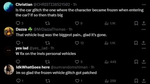 The vehicle glitch was seemingly a problem for many users (Image via X)