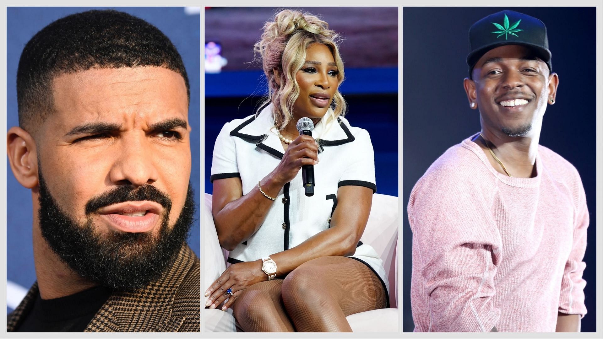 Drake [L]. Serena Williams. Kendrick Lamar [R] (Images: GETTY)