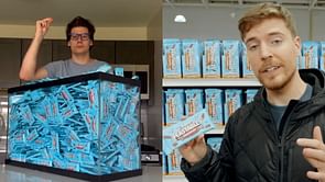 "How is this even possible?!": Fans react as TikTok creator eats 100 litres of Feastables chocolate bars