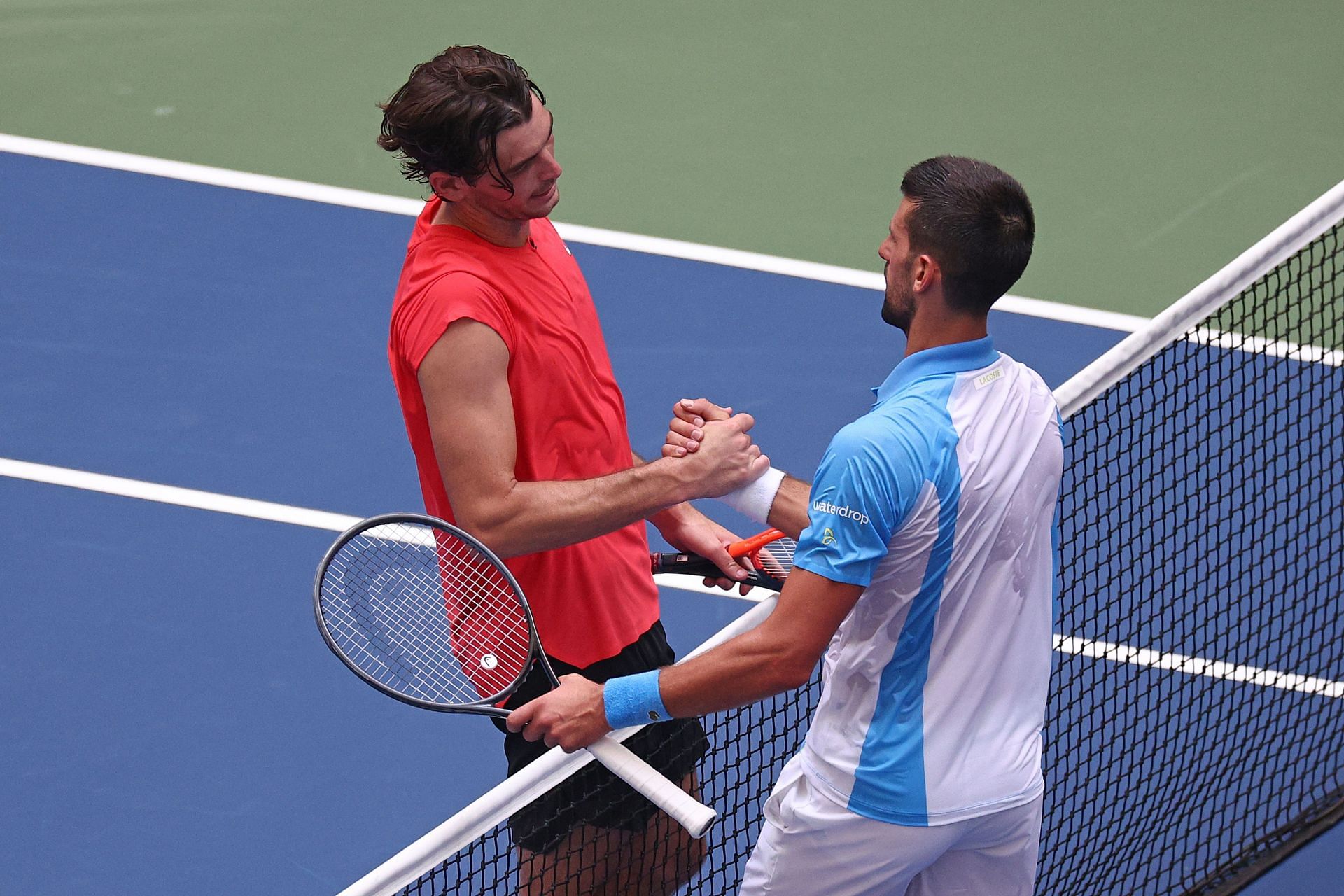 Taylor Fritz and Novak Djokovic after their match at the 2023 US Open