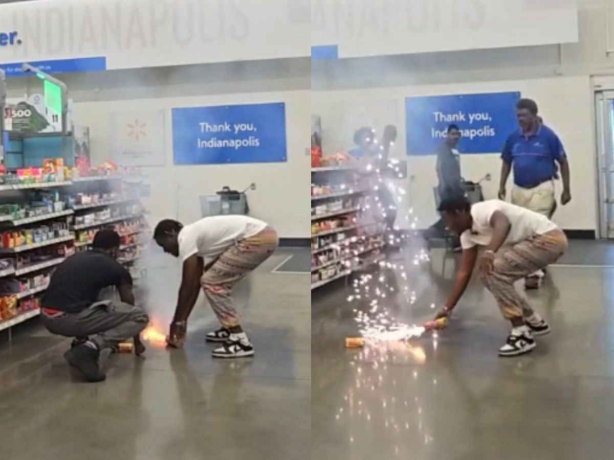 Twitch streamers set off firework inside a Walmart store (Image via Twitch/Baller)