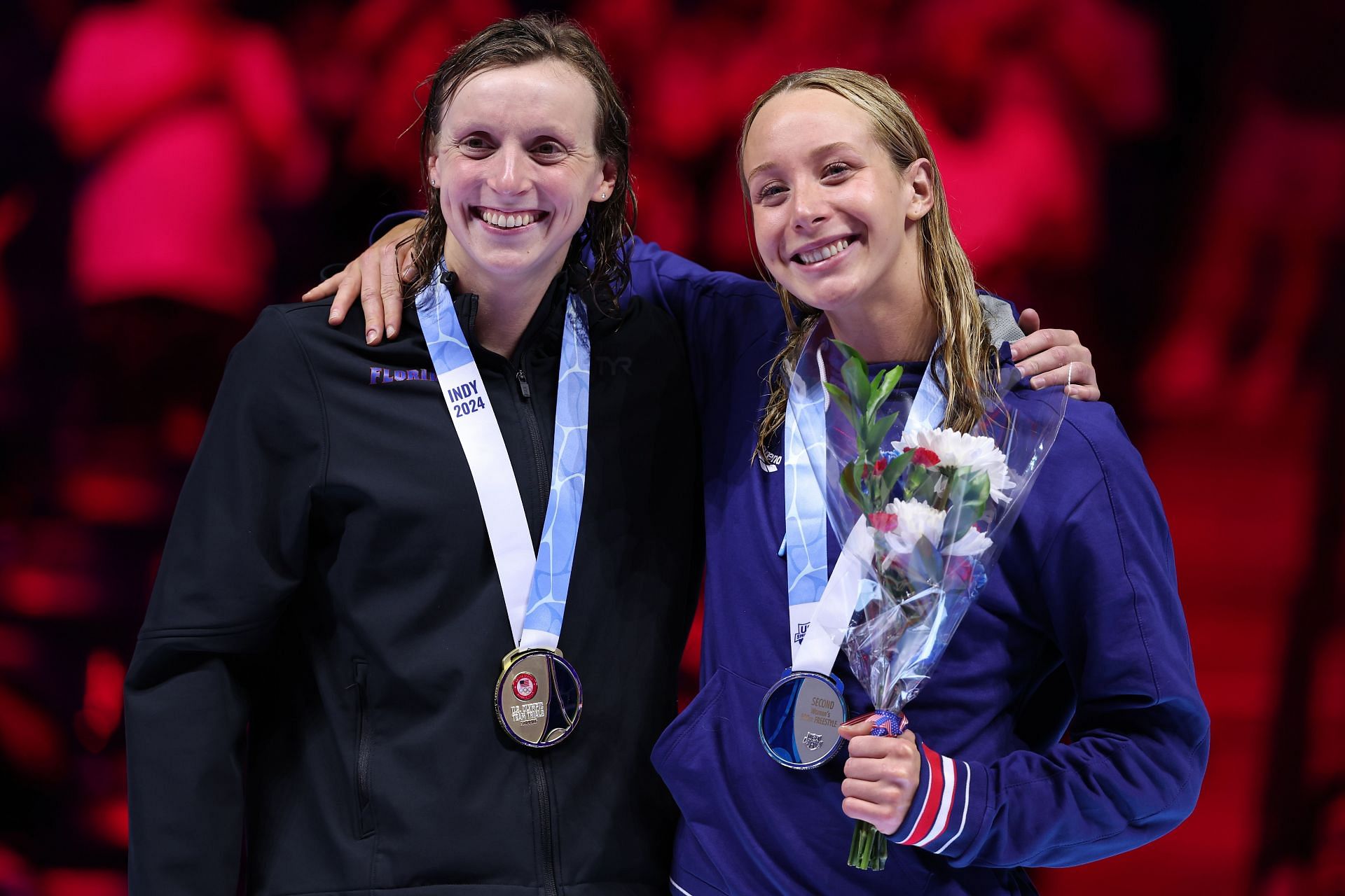 Can Katie Ledecky [L] become the greatest female swimmer of all time at Paris Olympics 2024? [Image Source: Getty]