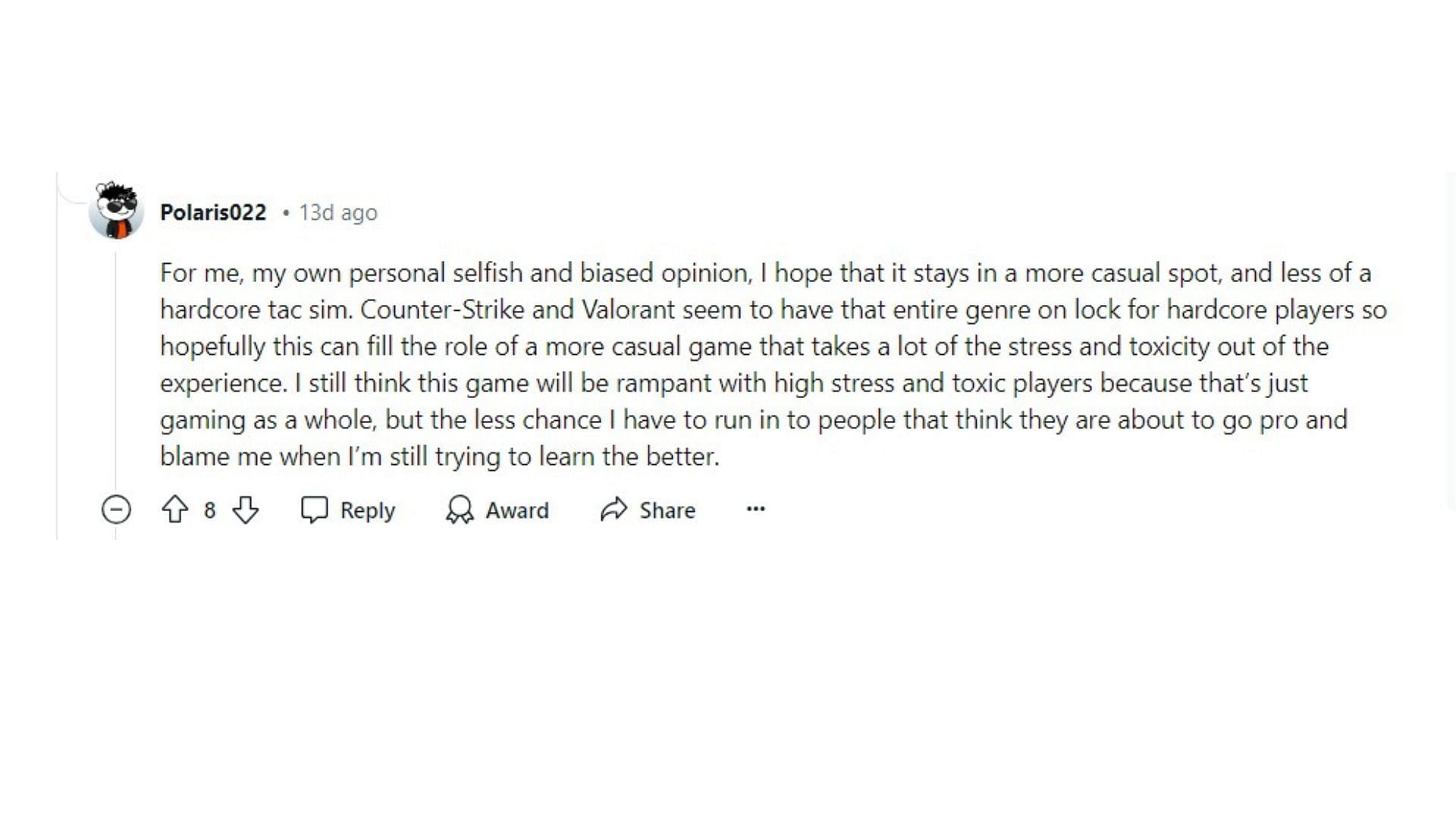 A positive response from a player (Image via Reddit)