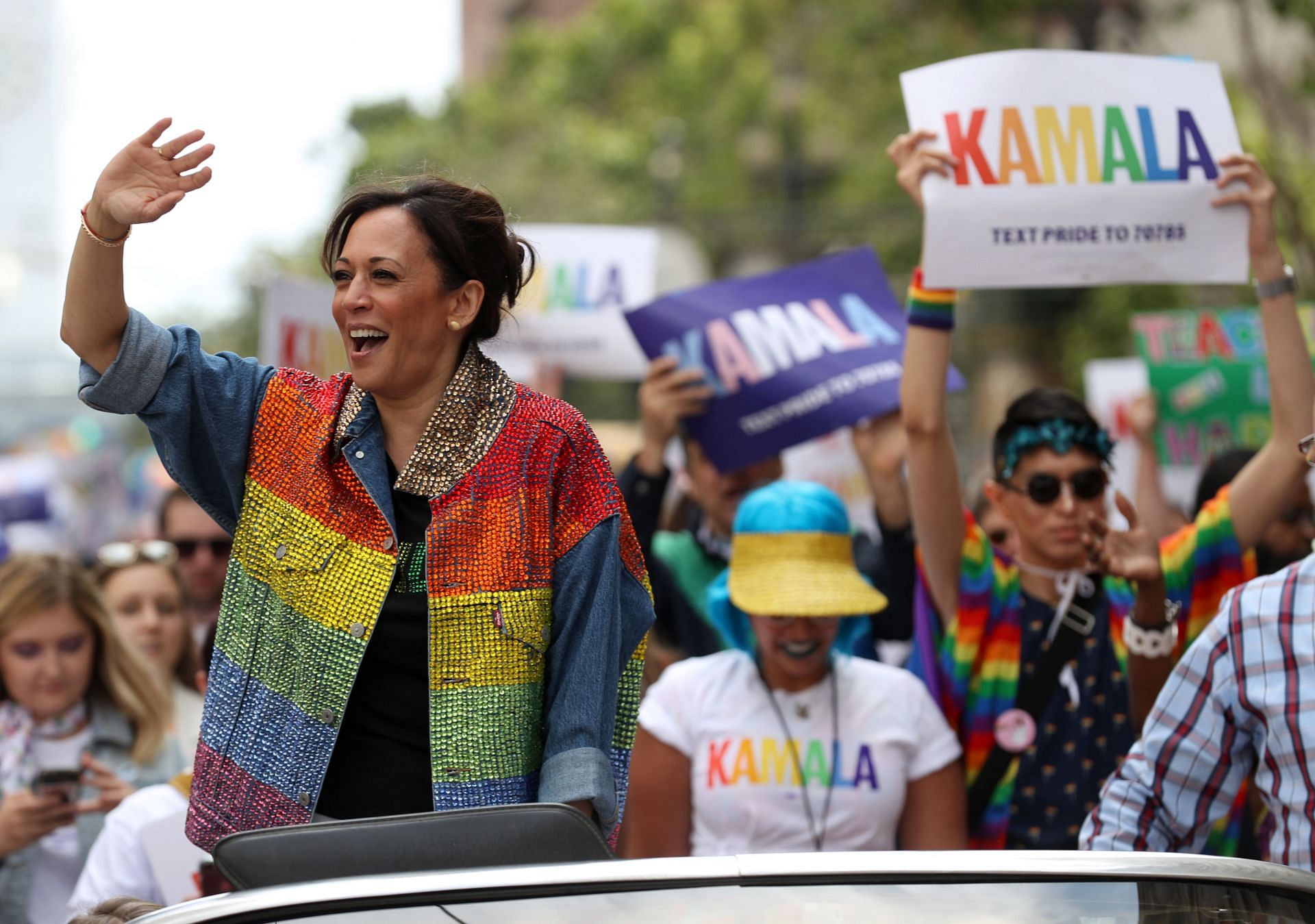 Kamala Harris participated in San Francisco&#039;s 2019 Annual Pride Parade, (Photo by Justin Sullivan/Getty Images)