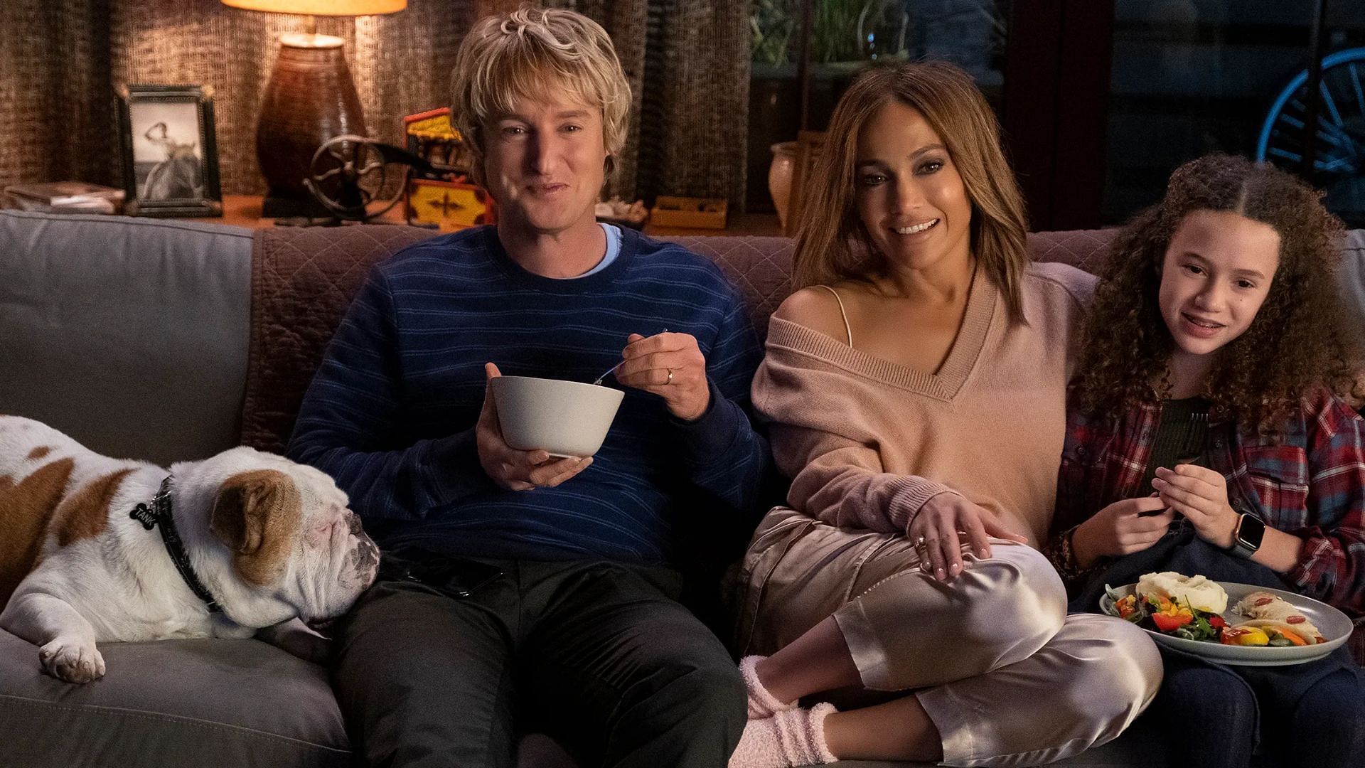 Chloe Coleman with Jennifer Lopez and Owen Wilson in Marry Me (Image via Roku)