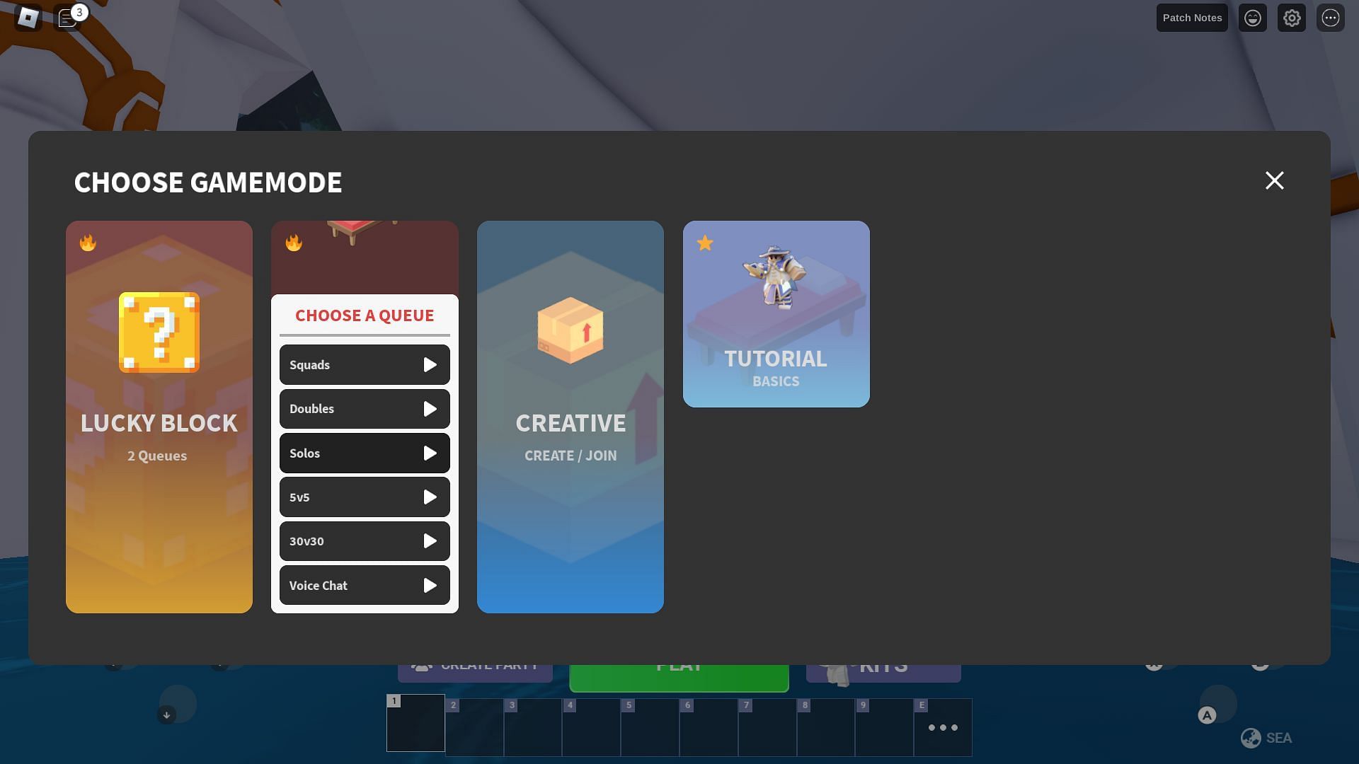 There are various game modes you can pick from (Image via Roblox)