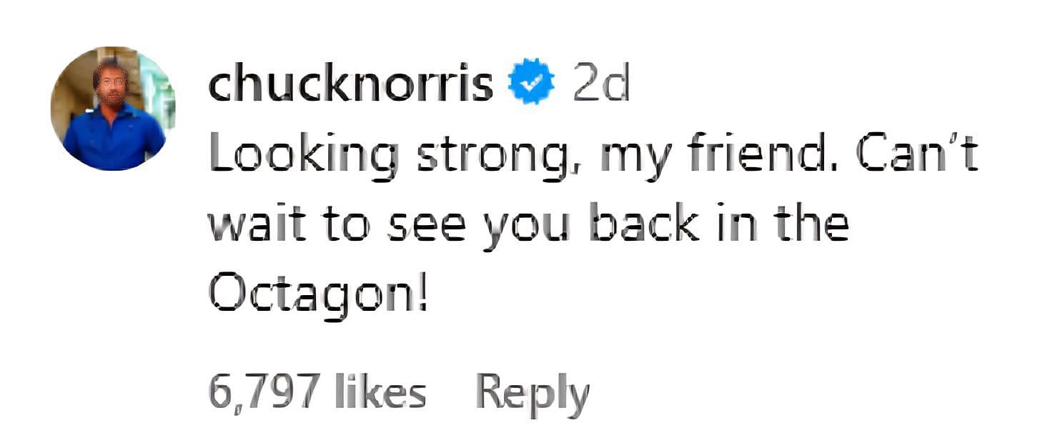 Chuck Norris&#039; reaction to Jon Jones post on Instagram [@jonnybones on Instagram]