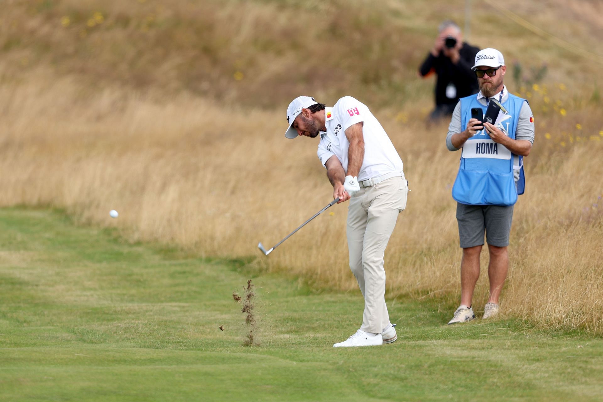 Max Homa takes some practice at Royal Troon for the Open Championship