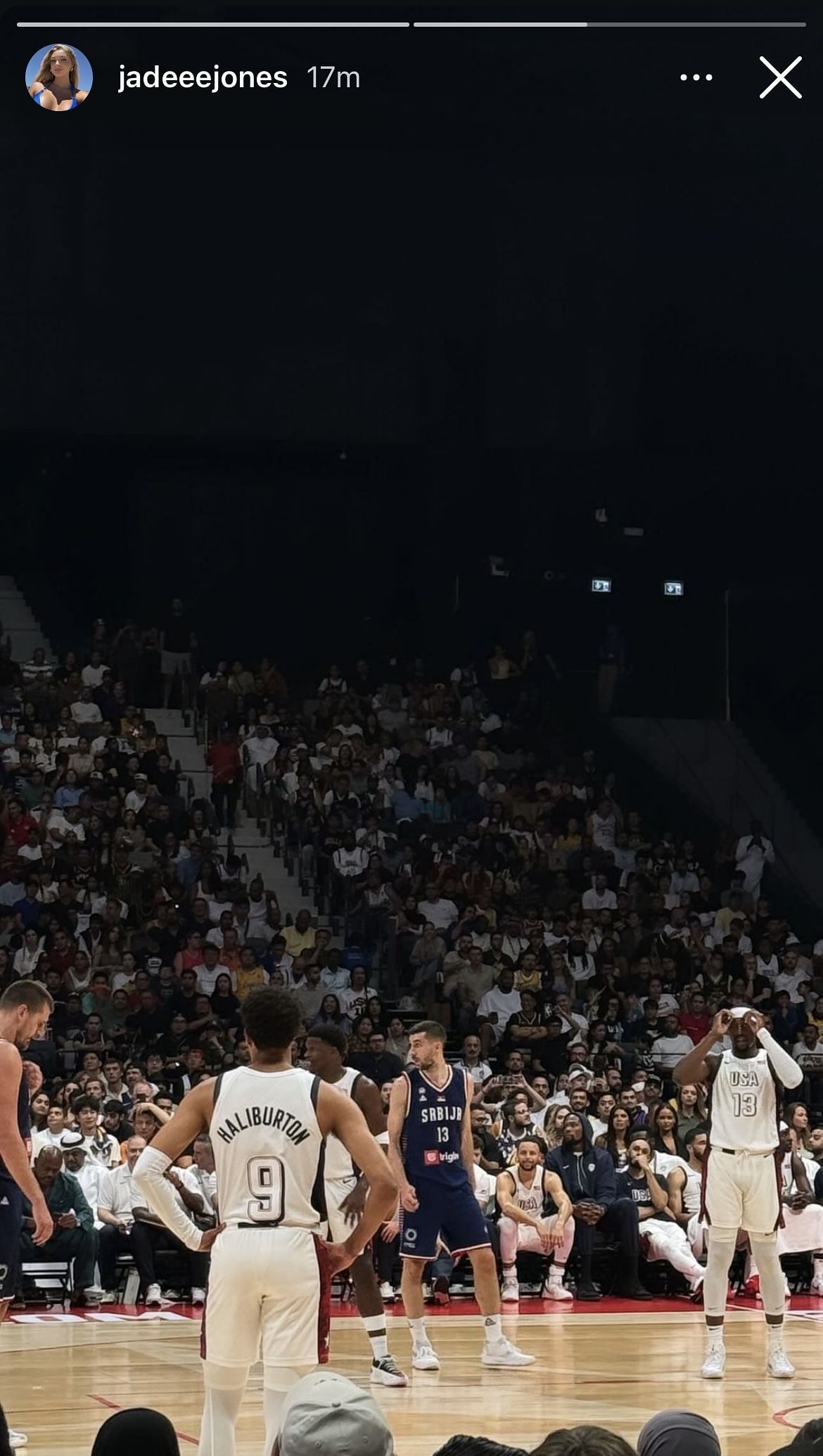 Tyrese Haliburton's girlfriend, Jade Jones, is present in Team USA's exhibition game against Serbia