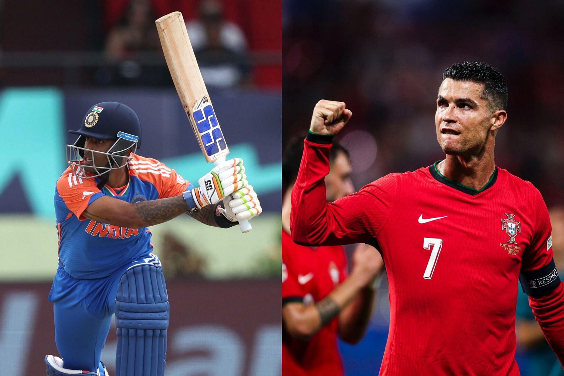 Suryakumar Yadav (L) and Cristinao Ronaldo (R) (Image via Instagram/@surya_14kumar and cristinao)