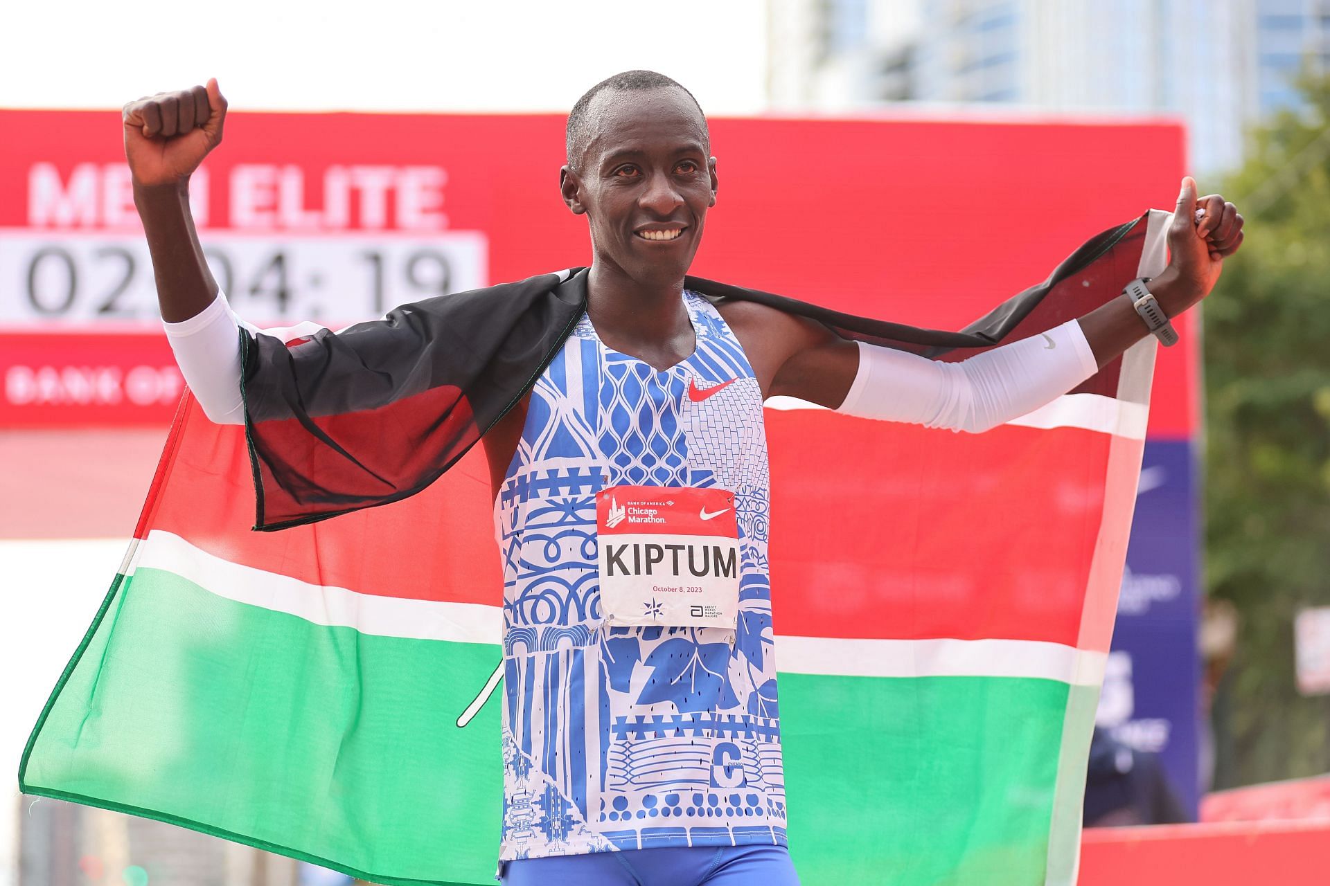 Kelvin Kiptum after setting a world record at Chicago Marathon [Image Source: Getty]