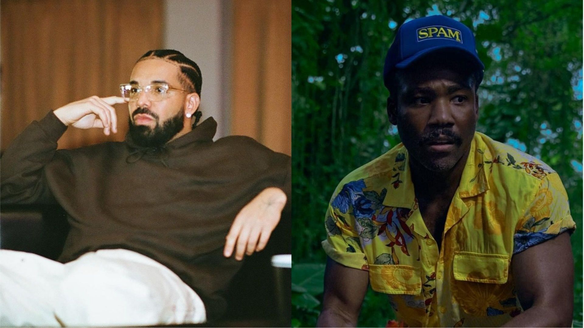 Drake and Donald Glover, (Images via @champagnepapi &amp; @donaldglover/Instagram) 