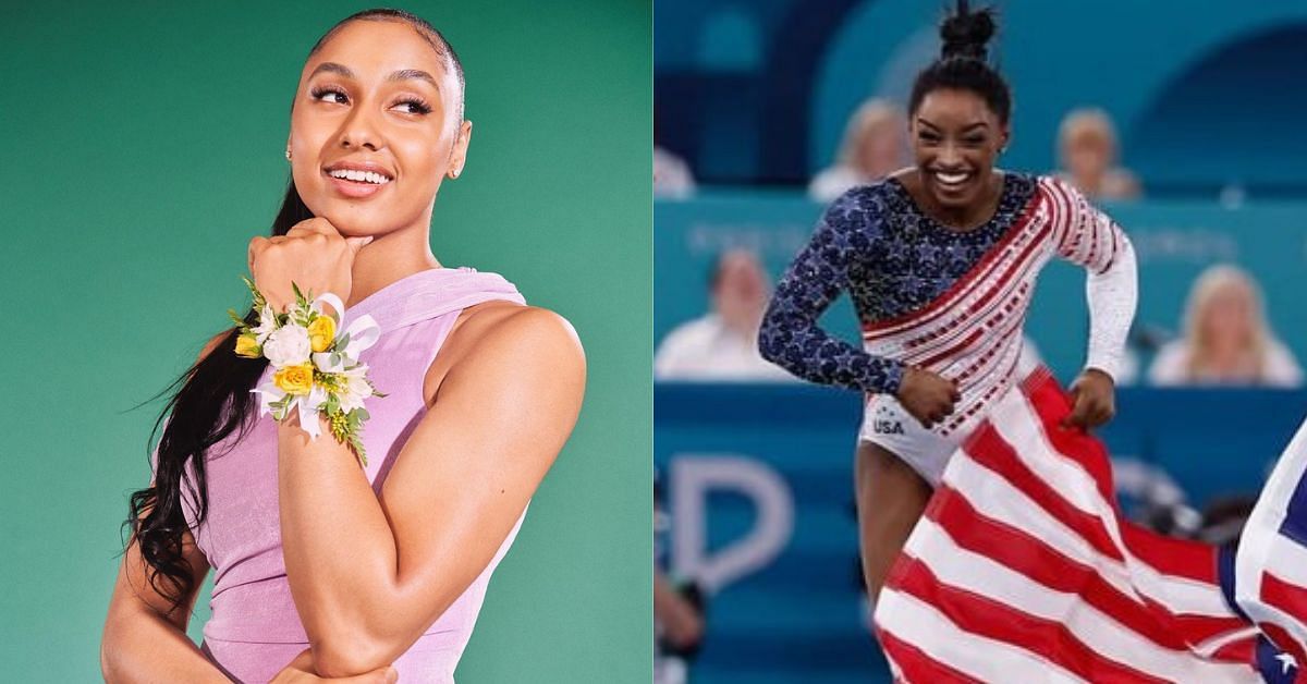 JuJu Watkins celebrates Simone Biles led Team USA