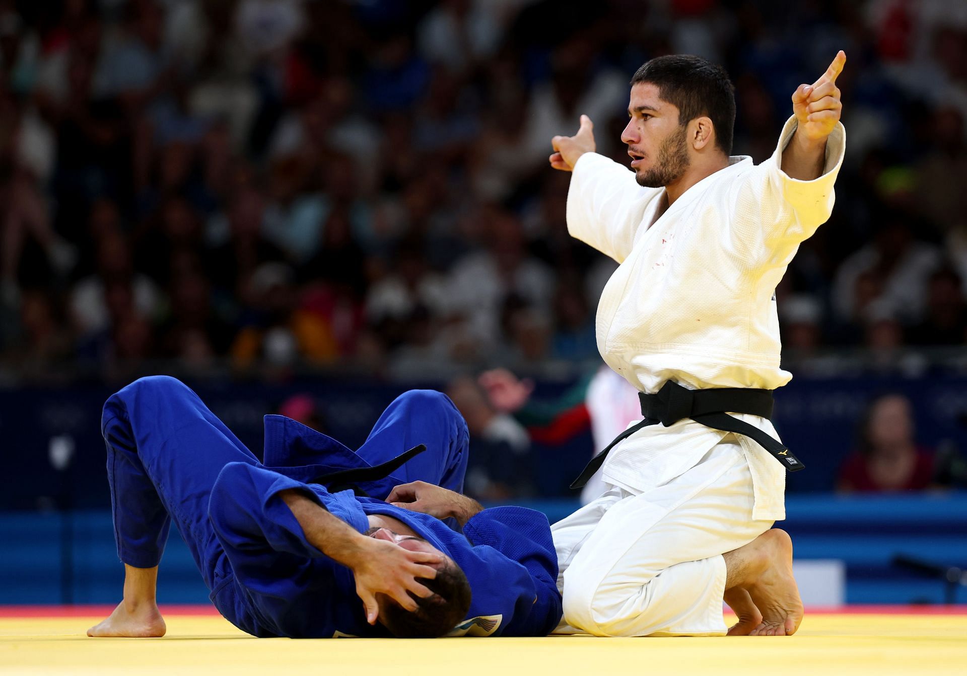 Nurali Emomali after winning against Baruch Shmailov of Israel - Getty Images