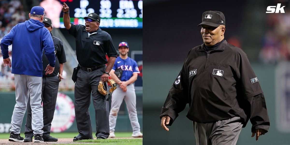 Veteran MLB umpire Laz Diaz avoids a foul ball throw from fan in Giants vs Rockies game (Image Courtesy: GETTY)