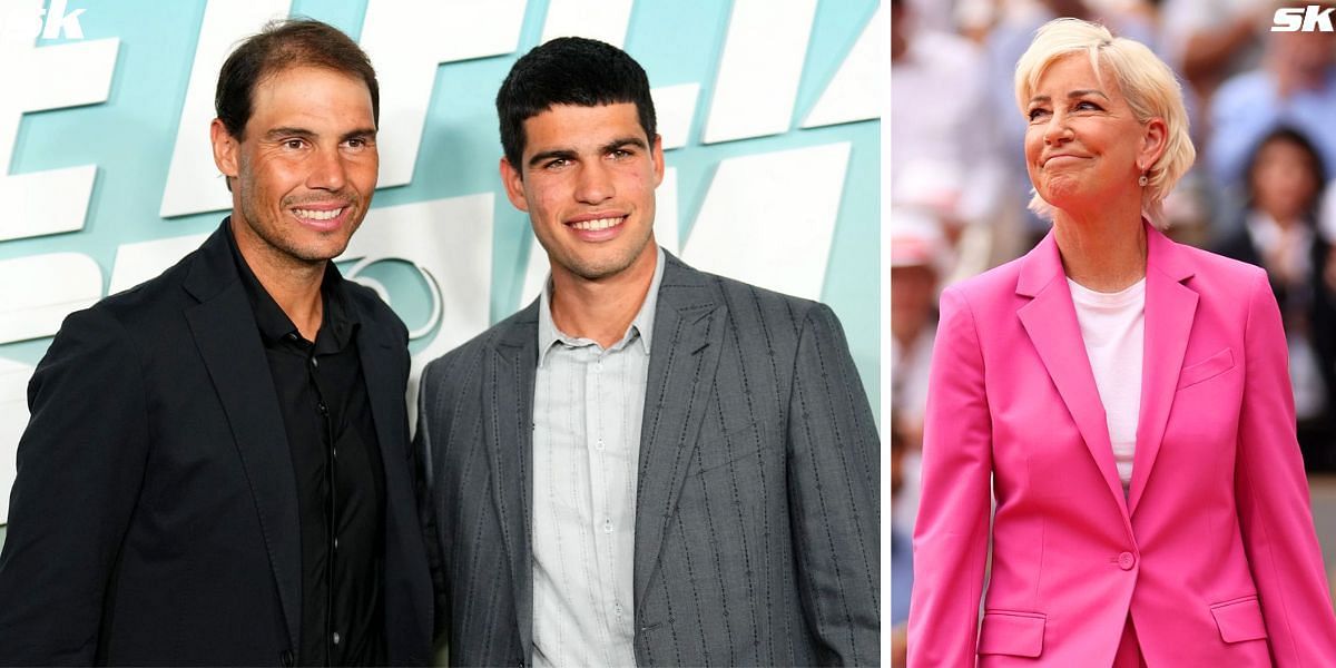 Rafael Nadal and Carlos Alcaraz (L), Chris Evert (R) (Source: Getty)