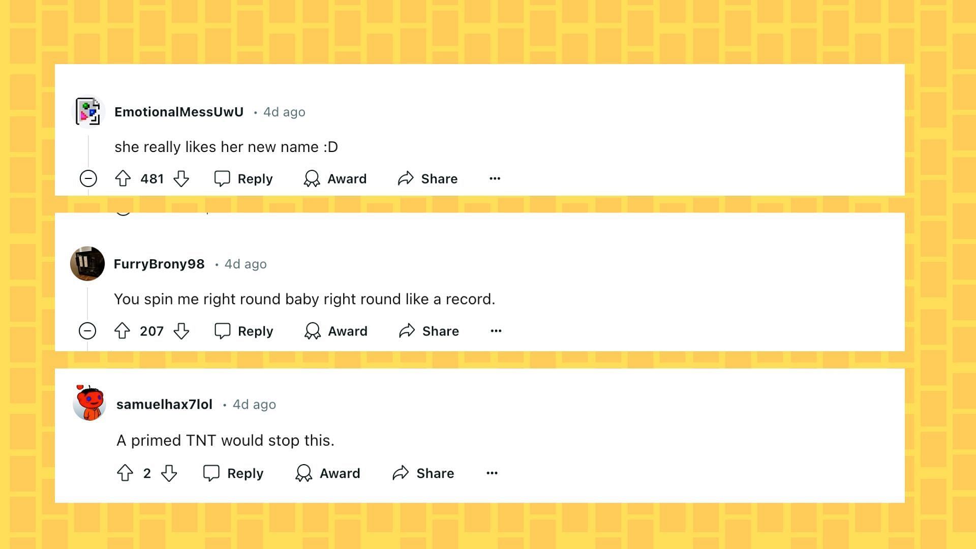 Reddit reacts to the funny glitch (Image via Reddit/icenli)