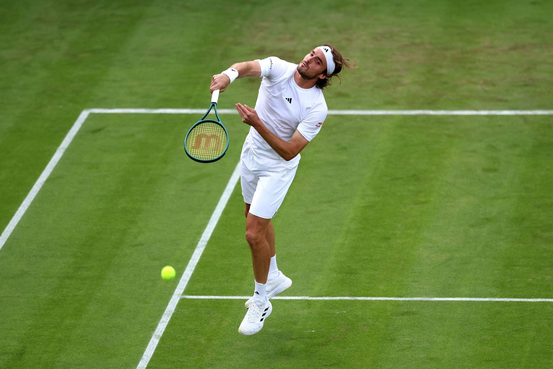 Stefanos Tsitsipas in action at Wimbledon