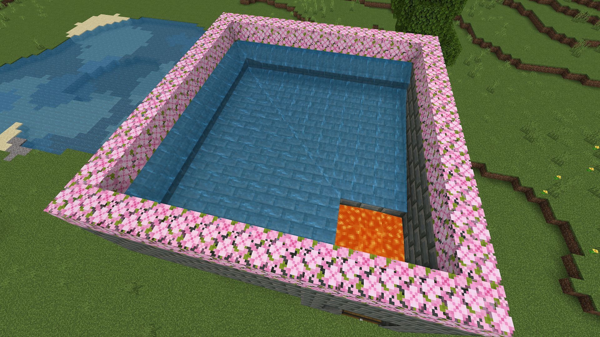 The water, lava, and spawn proofing leaves added to the farm (Image via Mojang)