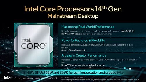 Intel Core i5 14th Gen CPU's features (Image via Intel)