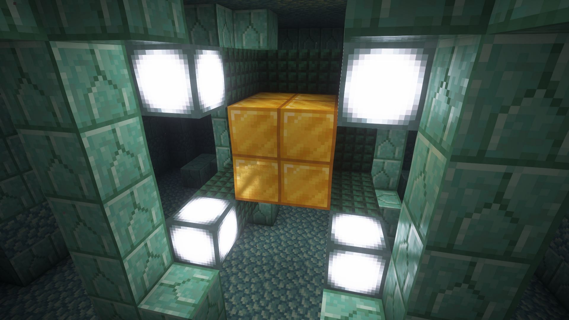 Ocean monuments are great structures to loot for gold (Image via Mojang)