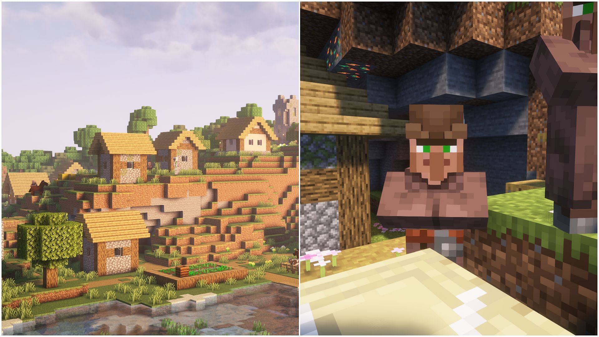 A village and a trader (Image via Mojang)